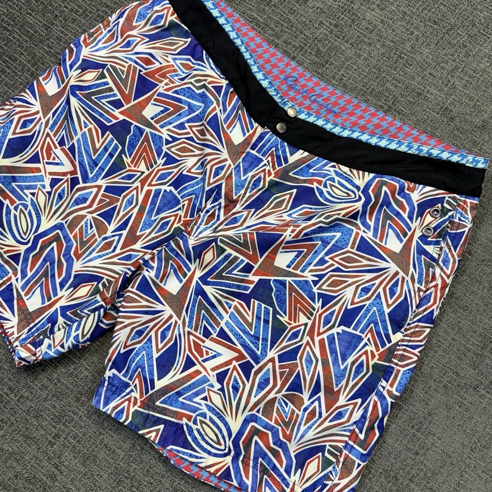 Robert Graham Swim Trunks Board Shorts Men's Sz 40 Multicolor Classic Geometric